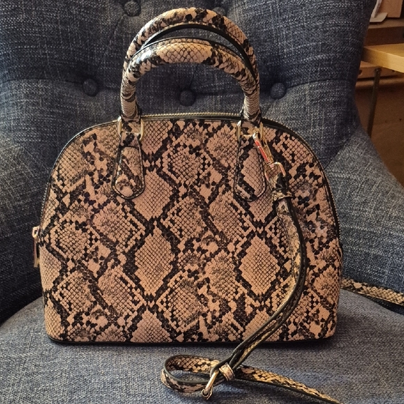 a new day Snake Print Satchel in Black and Brown - Picture 1 of 7